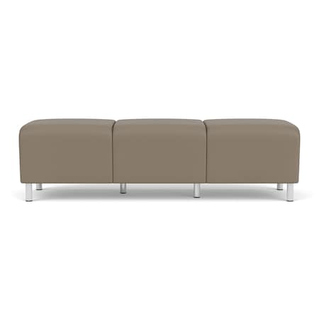 Lesro Siena Lounge Reception 3 Seat Bench, Brushed Steel, MD Farro Upholstery SN3001